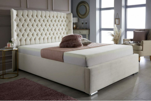 Chesterfield Łóżko Design Sypialnia Łóżko angielskie 180x200cm Włókienniczy Podkładka