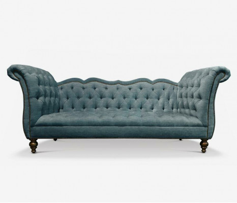 Angielska Luksusowa Sofa Chesterfield Kolorowa Włókienniczy Kanapa Turkis Niebiesko-Zielona Kanapy