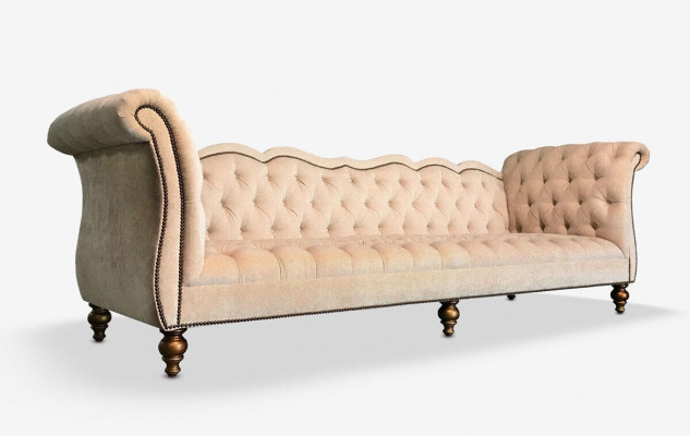 Angielska Luksusowa Sofa Chesterfield Kolorowa Włókienniczy Kanapa Turkis Niebiesko-Zielona Kanapy