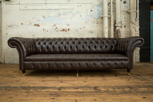 Brown Chesterfield Couch Podkładka 4-miejsce siedzące Designerskie kanapy do salonu