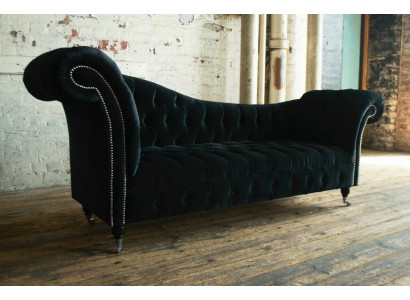 Kanapa trzyosobowa Chesterfield Podkładka designerska sofa 3-osobowa Siedziba sofy Pokój Czarny