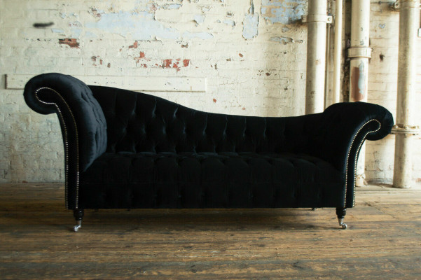 Kanapa trzyosobowa Chesterfield Podkładka designerska sofa 3-osobowa Siedziba sofy Pokój Czarny
