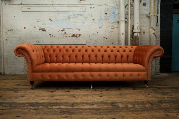 Sofa Podkładka Chesterfield Włókienniczy Sofy Design Luksusowe Sofy Skórzane 4 miejsce do siedzenia 265cm