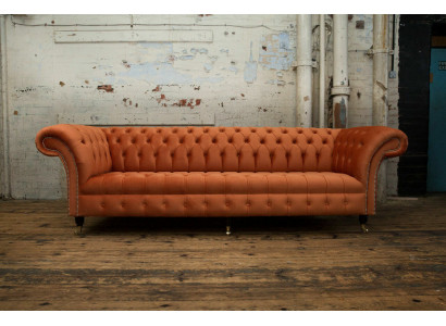 Sofa Podkładka Chesterfield Włókienniczy Sofy Design Luksusowe Sofy Skórzane 4 miejsce do siedzenia 265cm