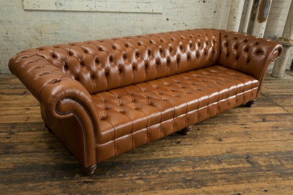 Kanapa Brown Chesterfield Skóra 4 miejsce do siedzenia xxl Duża Sofa Kanapy Duża Nowa Podkładka