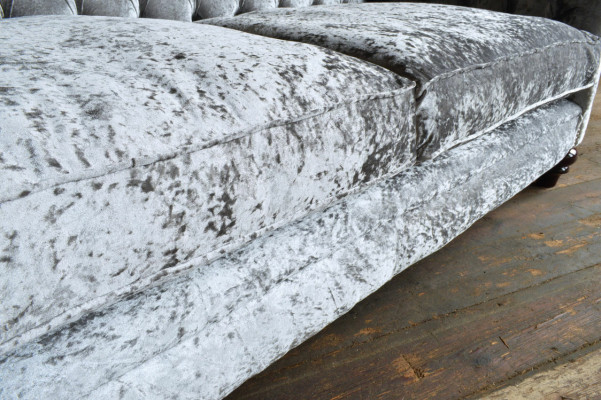Klasyczna Kanapa Chesterfield 4 miejsce do siedzenia Sofa Kanapy Aksamit Skóra Design Szara 240cm