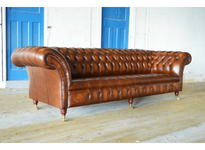 Chesterfield 4 miejsce do siedzenia Podkładka Kanapa Styl Nowoczesny Skóra Materiał Sofa Kanapy Skóra