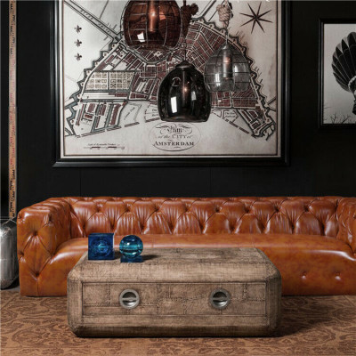 Chesterfield Sofa Couch Podkładka Materiał Skóra Couchen Podkładka Ustawić 4-osobowa