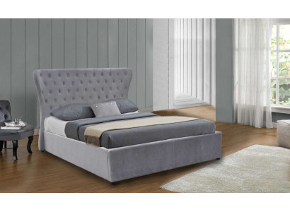Szare Chesterfield Podwójne łóżko Luksusowe łóżko Designer Sypialnia Łóżko