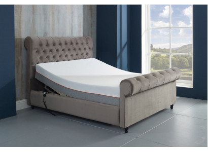 Designerskie Chesterfield Taupes Luksusowe Podwójne łóżko Podkładka z ramą