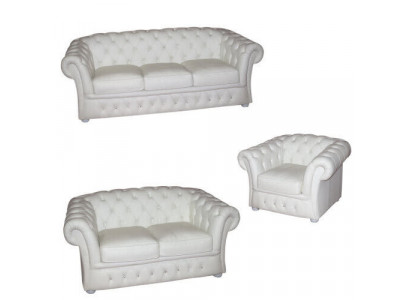 Biała Chesterfield Sofa 3+2+1 miejsce do siedzenia Podkładka Designerskie Sofy Ustawić