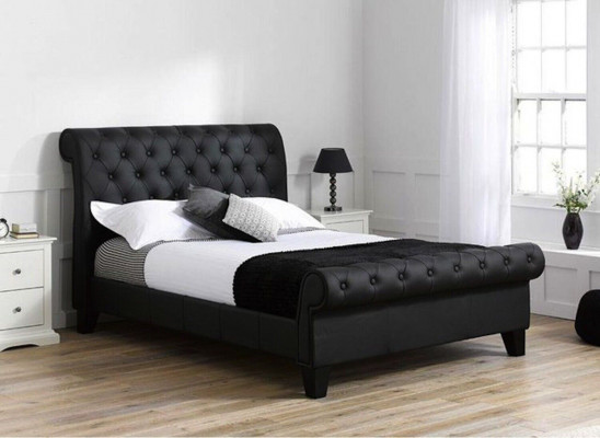 Black Chesterfield Hotel Podwójne łóżko Sypialnia Podkładka Luxury Meble