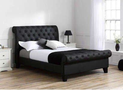 Black Chesterfield Hotel Podwójne łóżko Sypialnia Podkładka Luxury Meble
