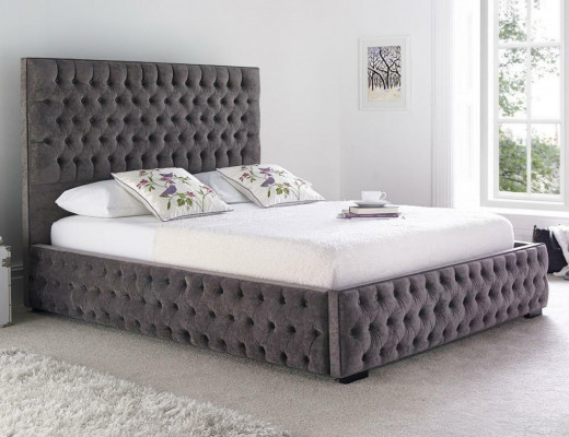 Szare Chesterfield Podwójne łóżko Hotel I Sypialnia łóżka