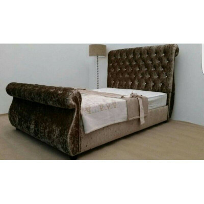 Chesterfield Design Łóżko Sypialnia Włókienniczy Aksamit Skóra Podkładka łóżka hotelowe Nowość
