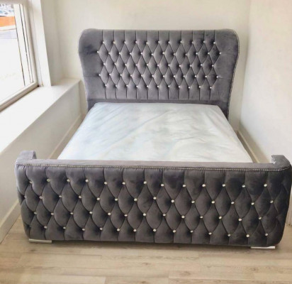 Chesterfield Hotel Double Skóra Łóżko Sypialnia Podkładka Luksusowe łóżko 160x200cm