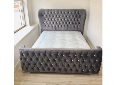Chesterfield Hotel Double Skóra Łóżko Sypialnia Podkładka Luksusowe łóżko 160x200cm
