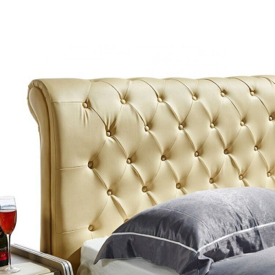 Beżowe Łóżko Chesterfield Design Sypialnia Łóżko angielskie Włókienniczy Podkładka
