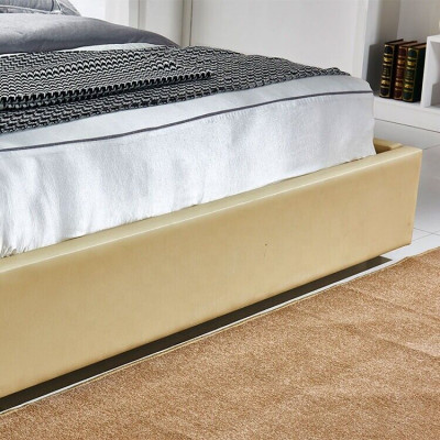 Beżowe Łóżko Chesterfield Design Sypialnia Łóżko angielskie Włókienniczy Podkładka