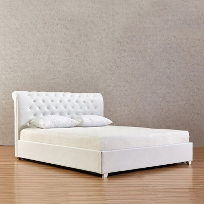 Designerskie Chesterfield Łóżko Sypialnia sztuczna skóra Podkładka 140/160/180/200 cm
