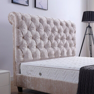 Nowoczesne beżowe łóżko Chesterfield Designer Podwójne łóżko Luxury Meble
