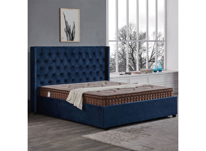 Royal Blue Sypialnia Łóżko Podkładka Łóżka Podwójne Chesterfield Design