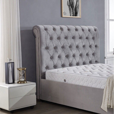 Royal Grey Sypialnia Łóżko Podkładka do łóżka Chesterfield Design Włókienniczy