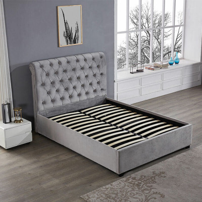 Royal Grey Sypialnia Łóżko Podkładka do łóżka Chesterfield Design Włókienniczy