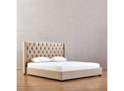 Beżowa Sypialnia łóżka Podkładka Łóżko Chesterfield Włókienniczy Materiał Nowość
