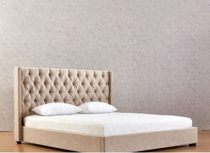Beżowa Sypialnia łóżka Podkładka Łóżko Chesterfield Włókienniczy Materiał Nowość