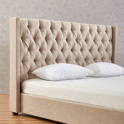 Beżowa Sypialnia łóżka Podkładka Łóżko Chesterfield Włókienniczy Materiał Nowość