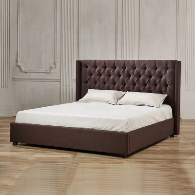 Sypialnia Łóżko 200x200cm Podkładka do łóżka Chesterfield Włókienniczy Materiał