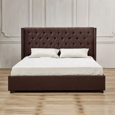 Sypialnia Łóżko 200x200cm Podkładka do łóżka Chesterfield Włókienniczy Materiał