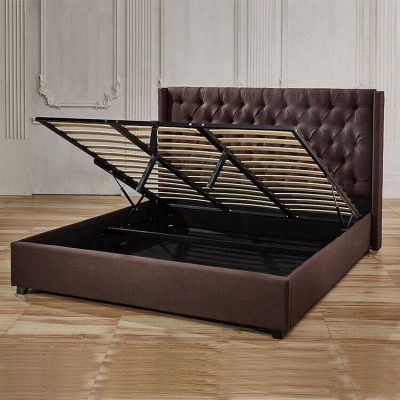 Sypialnia Łóżko 200x200cm Podkładka do łóżka Chesterfield Włókienniczy Materiał