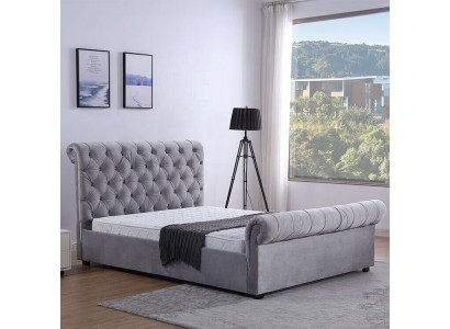 Design Chesterfield Łóżko Włókiennicze Podkładka Skóra Hotel łóżko Sypialnia New Aksamit