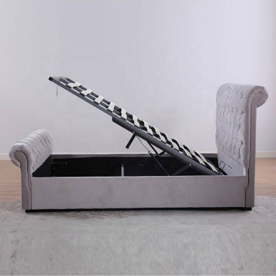 Design Chesterfield Łóżko Włókiennicze Podkładka Skóra Hotel łóżko Sypialnia New Aksamit