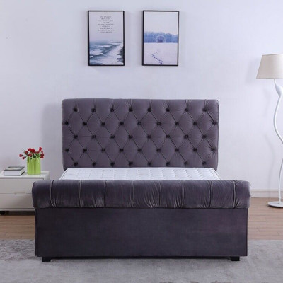 Design Chesterfield Łóżko Włókiennicze Skóra Hotelowe łóżko Sypialnia Nowa Podkładka Aksamit