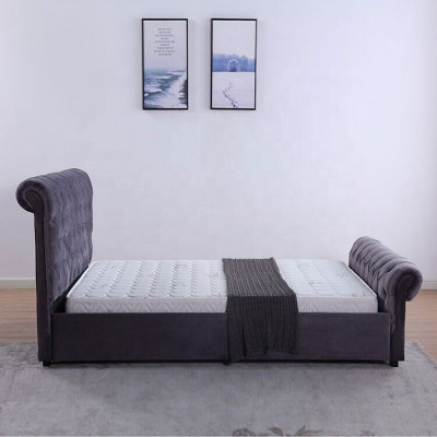 Design Chesterfield Łóżko Włókiennicze Skóra Hotelowe łóżko Sypialnia Nowa Podkładka Aksamit