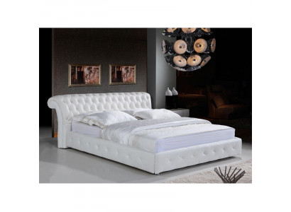 Designerskie Chesterfield Łóżko Sypialnia Włókienniczy Skóra Podkładka 140/160/180/200 cm