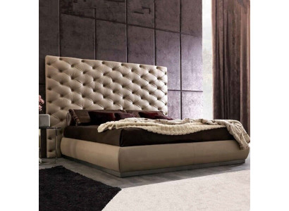 Beżowy panel ścienny Chesterfield luksusowe designerskie łóżko podwójne