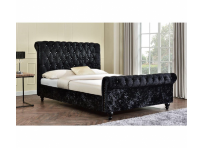 Czarne łóżko Chesterfield Podkładka do łóżka Sypialnia XXL duża 140x200