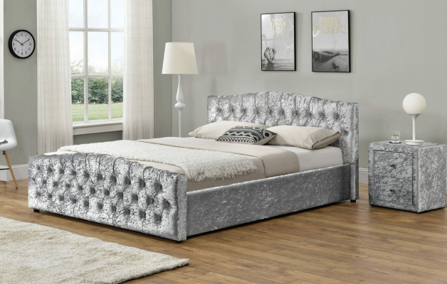 Modern Grey Chesterfield Luxury Podwójne łóżko Designerskie łóżko Sypialnia