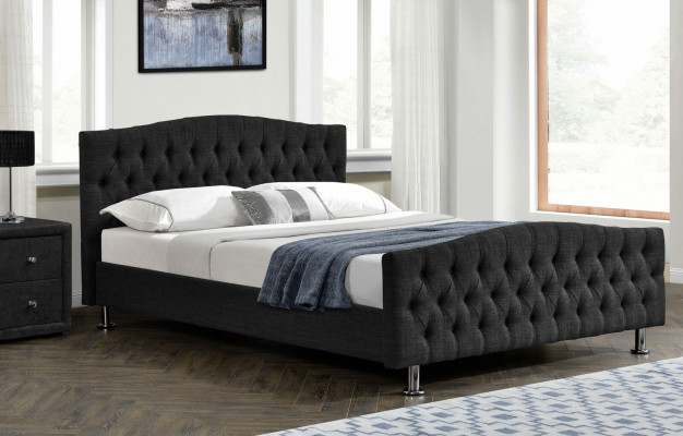 Czarne łóżko Chesterfield Design Sypialnia Łóżko angielskie