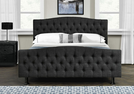 Czarne łóżko Chesterfield Design Sypialnia Łóżko angielskie