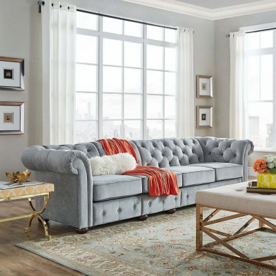 Chesterfield Living Room Podkładka Meble Sofa Kanapa Pięcioosobowa Włókienniczy