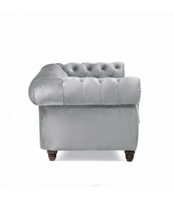 Chesterfield 5 miejsce do siedzenia Klasyczna luksusowa sofa Włókienniczy Skóra Couch Silver Couches