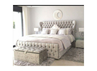 White Chesterfield Łóżko Sypialnia łóżka Włókiennicze Skóra Hotel Luxury