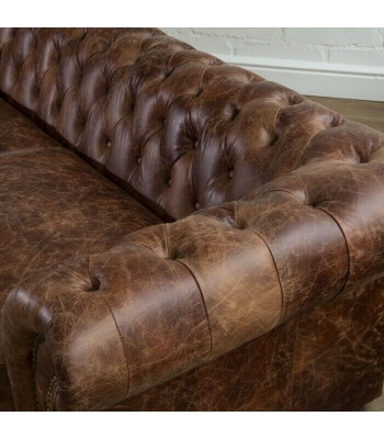 Brown Chesterfield 3 miejsce do siedzenia Klasyczna luksusowa barokowa sofa Włókienniczy Skóra Couch Style