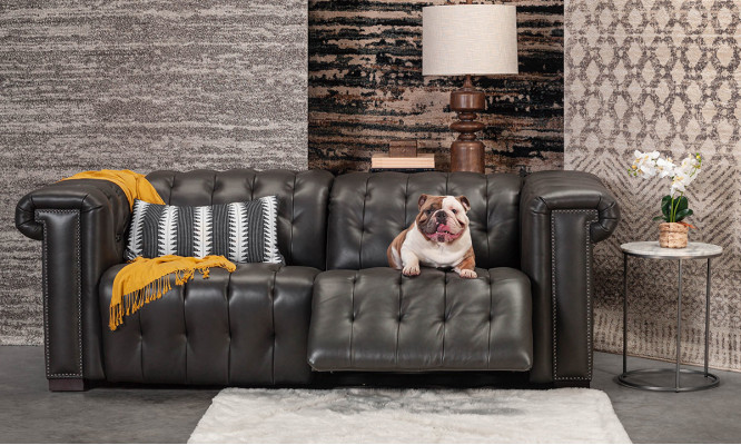 Designerska trzyosobowa kanapa Chesterfield w kolorze czarnym, 3-miejsce do siedzenia w salonie
