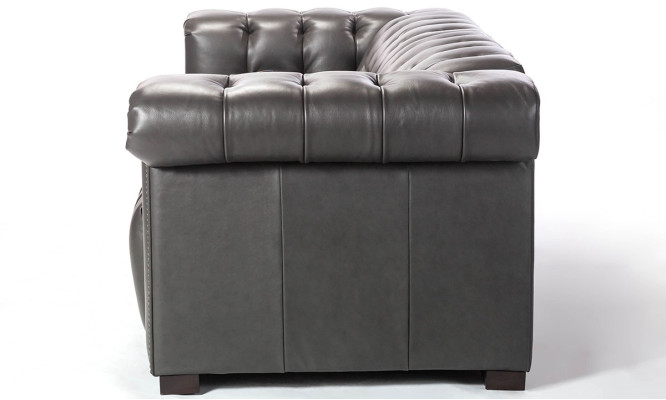 Designerska trzyosobowa kanapa Chesterfield w kolorze czarnym, 3-miejsce do siedzenia w salonie